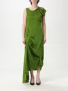 Victoria Beckham Draped Sleeveless Midi Dress With Asymmetric Detailing In Schwarz