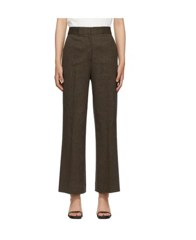 Victoria Beckham Brown Cropped Flared Trousers In Toffee Brown
