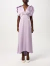 Victoria Beckham Women's V-neck Ruffle Midi Dress In Violett