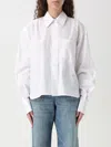 Victoria Beckham Cotton Shirt With Front Pocket And Long Sleeves In White