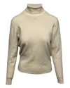 Victoria Beckham Turtleneck Button Back Sweater In Cream Wool In White