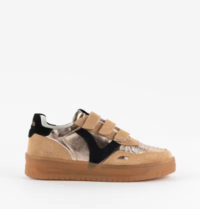 Victoria Women's Seul Strap Metal & Split Leather Shoes In Bronce In Brown