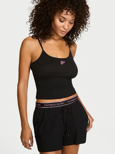 Victoria's Secret 100% Cotton Cami & Short Set In Black