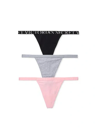 Victoria's Secret 3-pack Exploded Logo Stretch Cotton V-string Panties In Animal Print