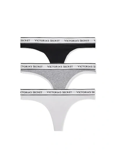 Victoria's Secret 3-pack Logo Cotton Thong Panties In Multi