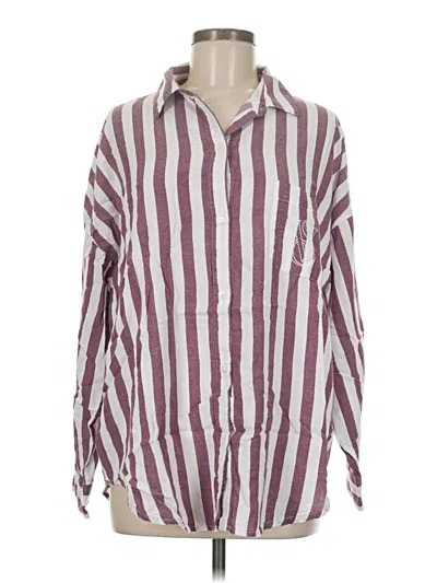 Pre-owned Victoria's Secret 3/4 Sleeve Button Down Shirt In Burgundy