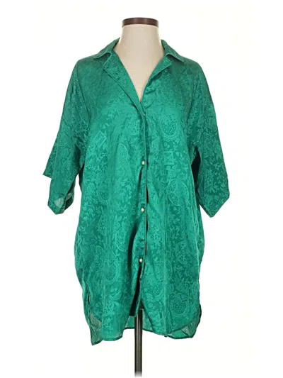 Pre-owned Victoria's Secret 3/4 Sleeve Button Down Shirt In Green
