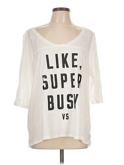 Pre-owned Victoria's Secret 3/4 Sleeve T-shirt In White