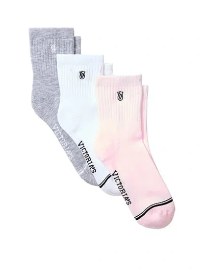 Victoria's Secret 3-pack Quarter Socks In Gray