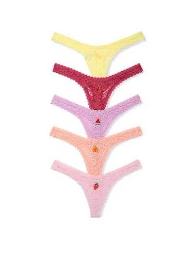 Victoria's Secret 5-pack Lacie Fruity Ultra-mini Scoop Thong Panties In Multi