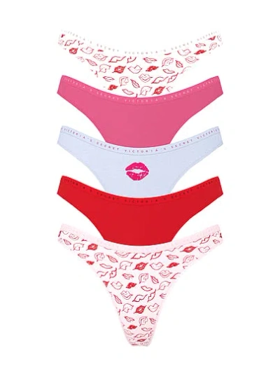 Victoria's Secret 5-pack Stretch Cotton High-leg Scoop Thong Panties In Multi