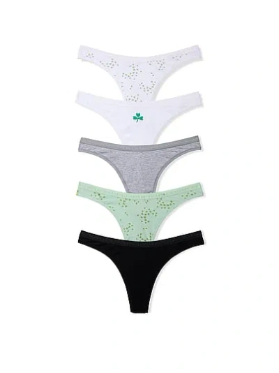 Victoria's Secret 5-pack Stretch Cotton High-leg Scoop Thong Panties In Multi