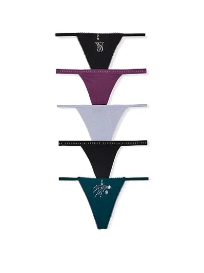 Victoria's Secret 5-pack Stretch Cotton V-string Panties In Multi