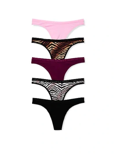 Victoria's Secret 5-pack Stretch Cotton Scoop Thong Panties In Print