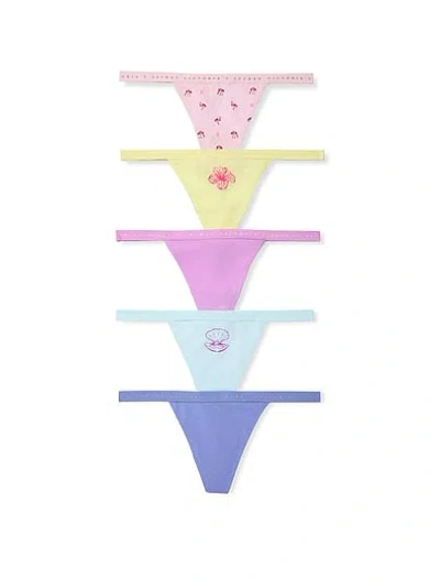 Victoria's Secret 5-pack Stretch Cotton V-string Panties In Multi
