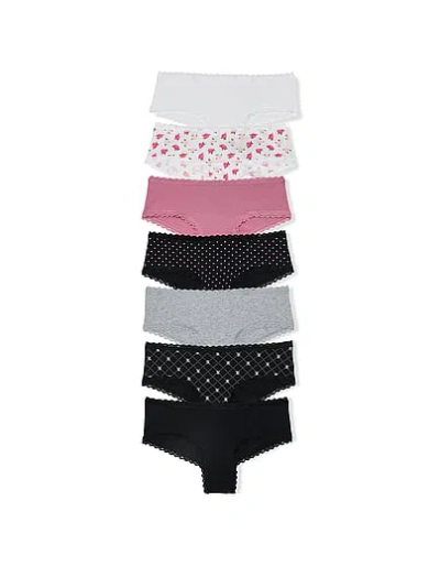 Victoria's Secret 7-pack Lace-trim Cotton Cheeky Panties In Multi