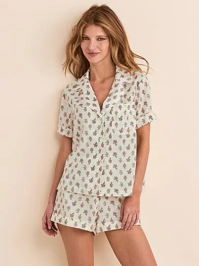 Victoria's Secret Adore Me Lucero Short Sleeve Top & Shorts Set In White