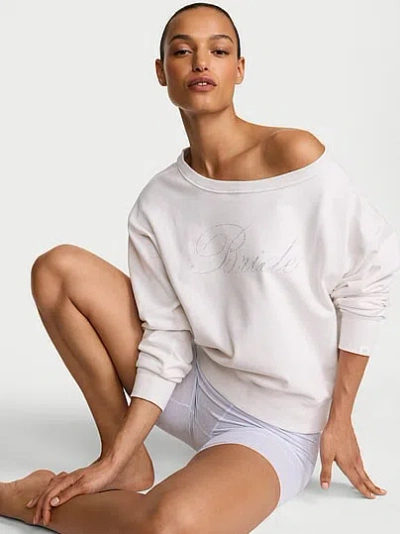 Victoria's Secret Angel Essentials Bridal Terry Boatneck Sweatshirt In White