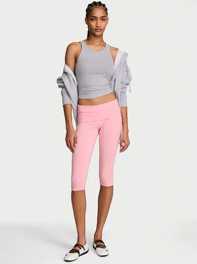 Victoria's Secret Angel Essentials Cotton Foldover Capri Legging In Pink