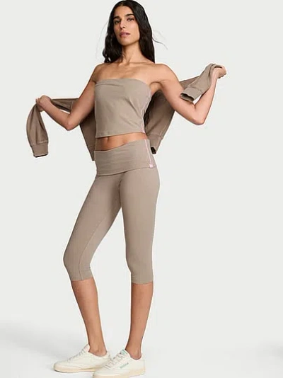 Victoria's Secret Angel Essentials Cotton Foldover Capri Legging In Gray