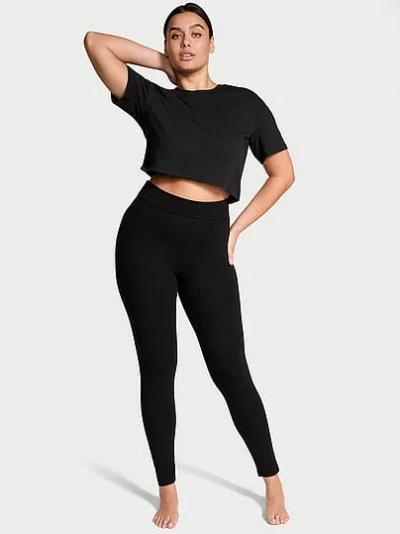 Victoria's Secret Angel Essentials Cotton Foldover Legging In Black