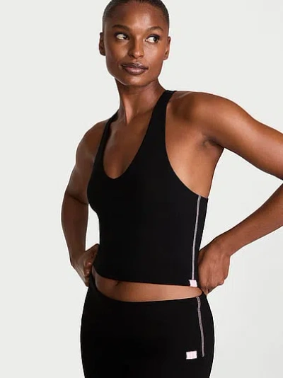 Victoria's Secret Angel Essentials Cotton Racerback Tank Top In Black