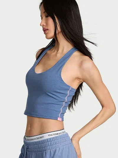 Victoria's Secret Angel Essentials Cotton Racerback Tank Top In Blue