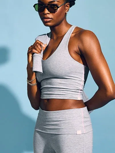 Victoria's Secret Angel Essentials Cotton Racerback Tank Top In Gray