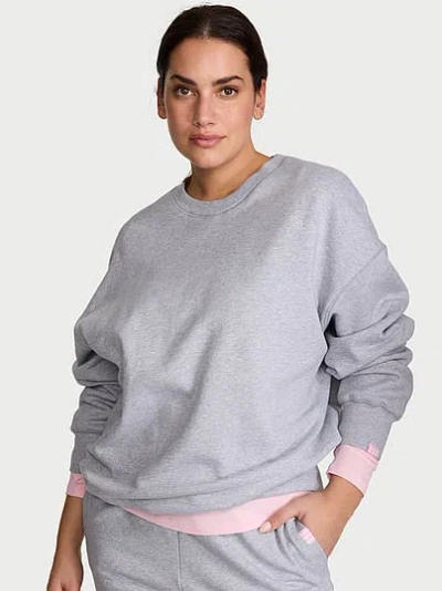 Victoria's Secret Angel Essentials Effortless Fleece Crewneck Sweatshirt In Gray