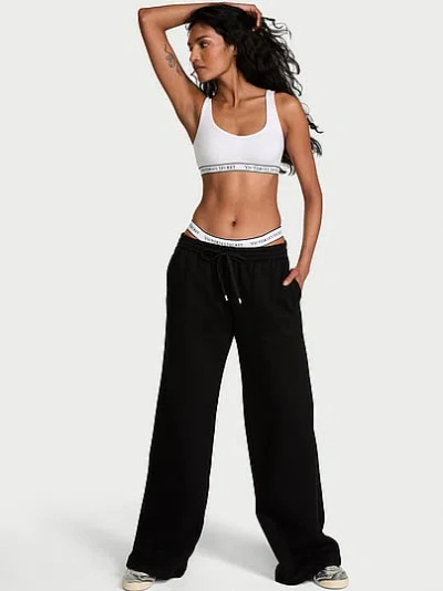 Victoria's Secret Angel Essentials Effortless Fleece Wide-leg Sweatpant In Black