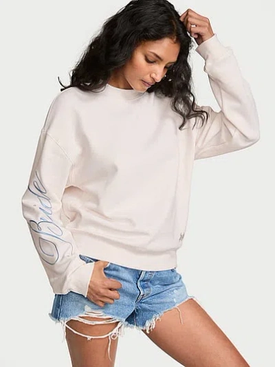 Victoria's Secret Angel Essentials Iconic Fleece Bridal Crewneck Sweatshirt In White,ivory