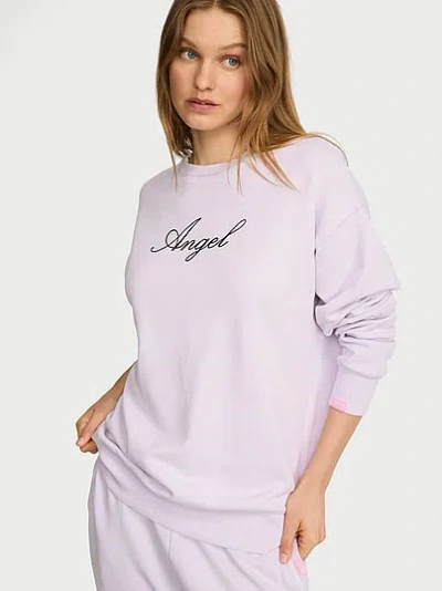 Victoria's Secret Angel Essentials Iconic Fleece Crewneck Sweatshirt In Purple