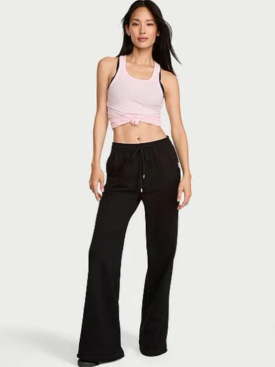 Victoria's Secret Angel Essentials Iconic Fleece Wide-leg Sweatpant In Black