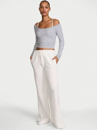 Victoria's Secret Angel Essentials Iconic Fleece Wide-leg Sweatpant In White