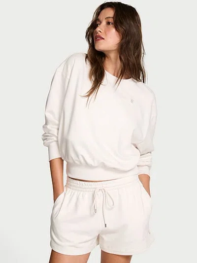 Victoria's Secret Angel Essentials Obsessed Terry Crop Crewneck Sweatshirt In White