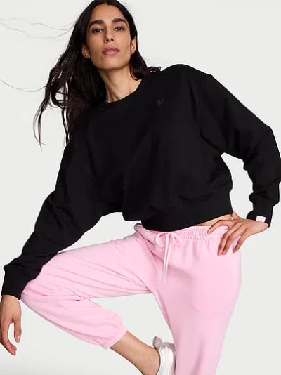 Victoria's Secret Angel Essentials Obsessed Terry Crop Crewneck Sweatshirt In Black