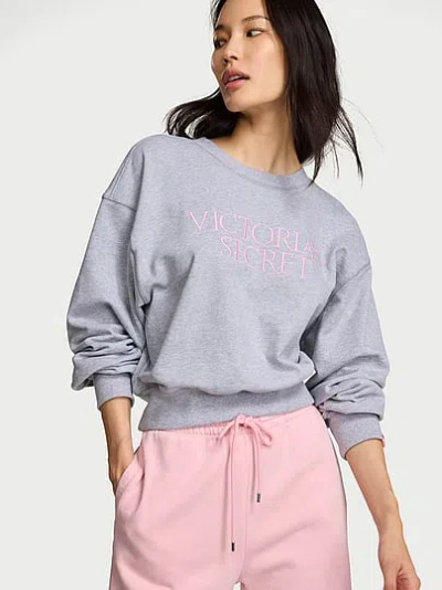 Victoria's Secret Angel Essentials Obsessed Terry Crop Crewneck Sweatshirt In Gray