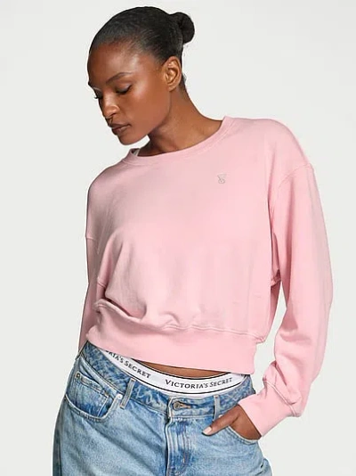 Victoria's Secret Angel Essentials Obsessed Terry Crop Crewneck Sweatshirt In Pink