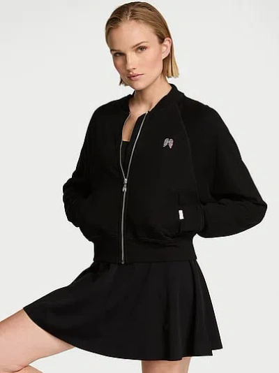 Victoria's Secret Angel Essentials Off-duty Terry Bomber Jacket In Black