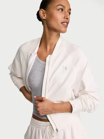 Victoria's Secret Angel Essentials Off-duty Terry Bomber Jacket In White,ivory