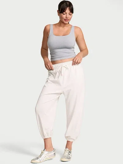 Victoria's Secret Angel Essentials Off-duty Terry Crop Jogger Sweatpants In White,ivory
