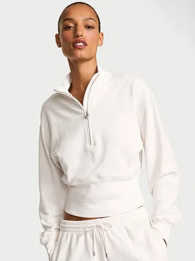 Victoria's Secret Angel Essentials Status Terry Fitted Half-zip Sweatshirt In White
