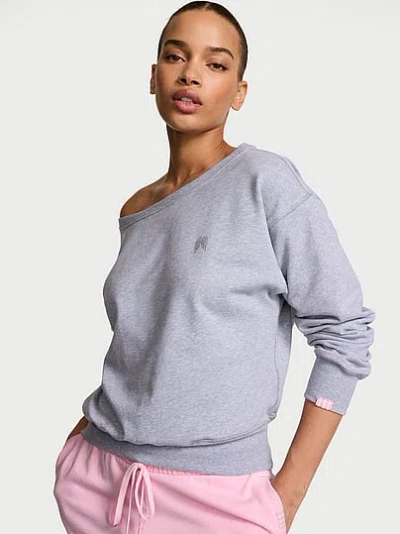 Victoria's Secret Angel Essentials Terry Boatneck Sweatshirt In Gray