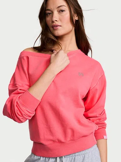 Victoria's Secret Angel Essentials Terry Boatneck Sweatshirt In Pink
