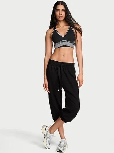 Victoria's Secret Angel Essentials Terry Cropped Jogger Sweatpants In Black