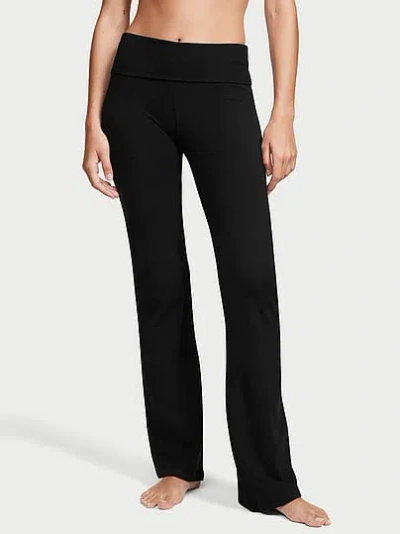 Victoria's Secret Angel Essentials Vs Cotton Yoga Foldover Flare Leggings In Black