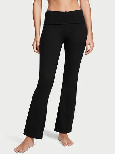 Victoria's Secret Angel Essentials Vs Cotton Yoga Foldover Flare Leggings In Black