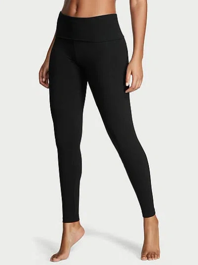 Victoria's Secret Angel Essentials Vs Cotton Yoga Mid-rise Foldover Leggings In Black