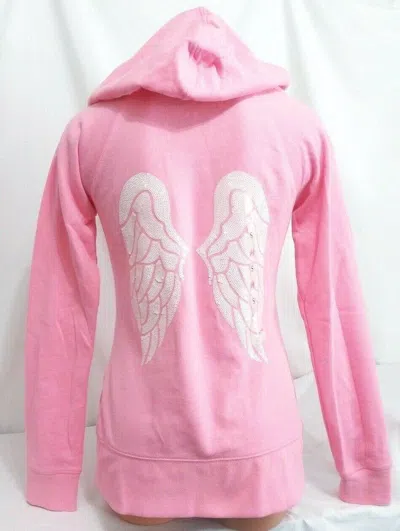 Pre-owned Victoria's Secret Victorias Secret Angel Wing Sequins Supermodel Essentials Bling Hoodie L In Pink