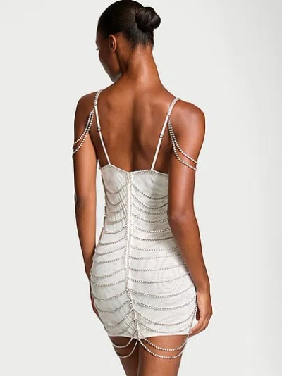 Victoria's Secret Atelier Wicked Crystal Tulle Slip Dress In White